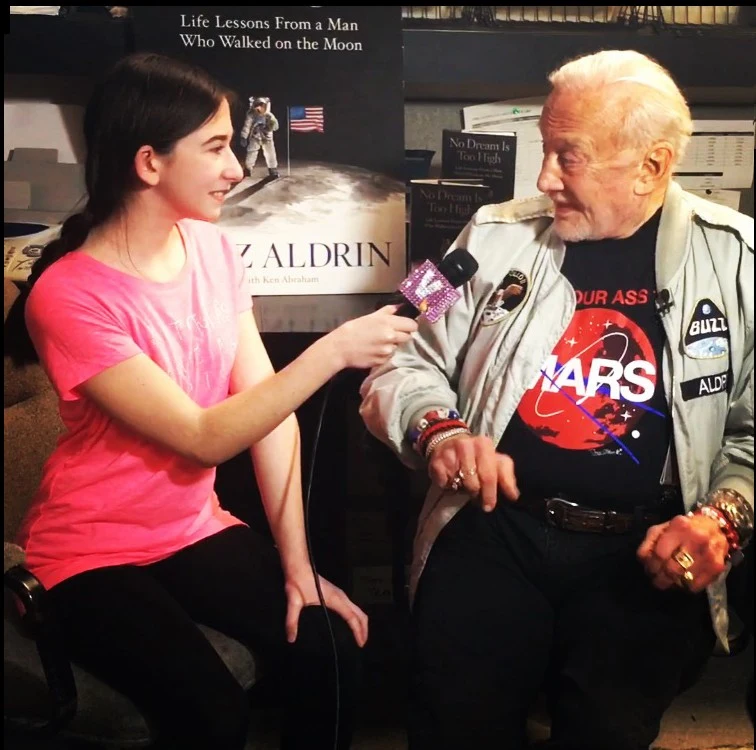 Victoria interviewing Buzz Aldrin